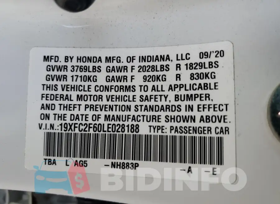 19XFC2F60LE028188 Photo# 12
