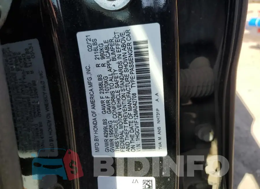 1HGCV1F12MA042708 Photo# 12