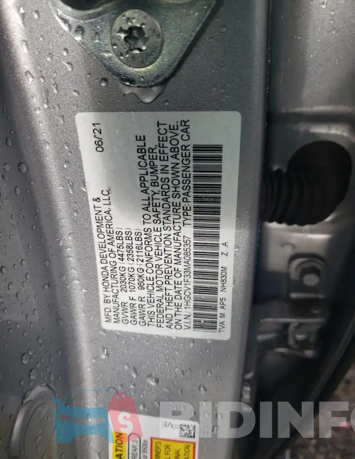 1HGCV1F33MA085357 Photo# 12