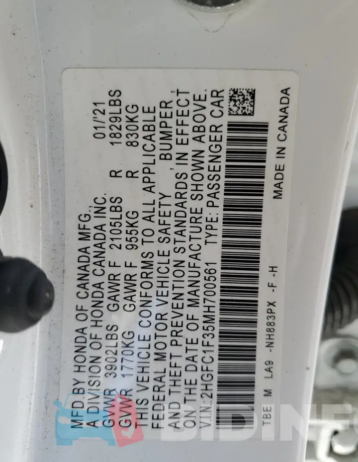 2HGFC1F35MH700561 Photo# 12