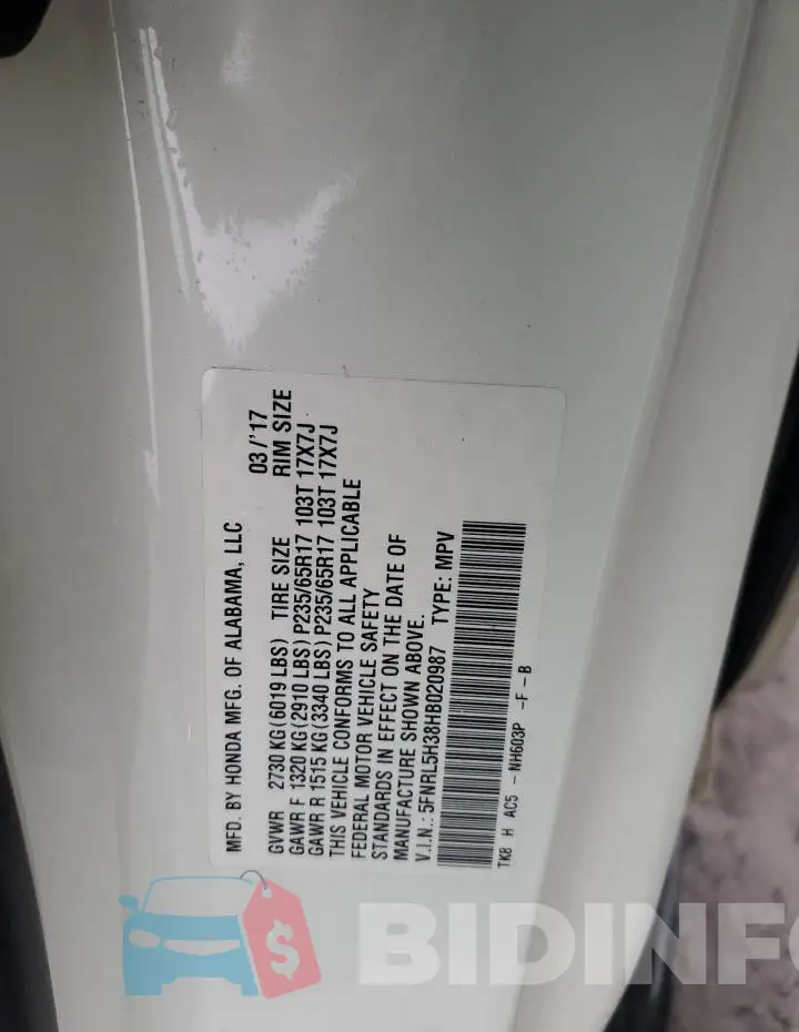 5FNRL5H38HB020987 Photo# 13