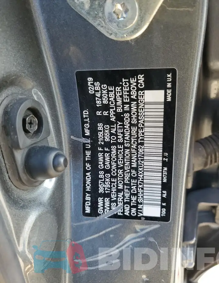 SHHFK7H4XKU217062 Photo# 12