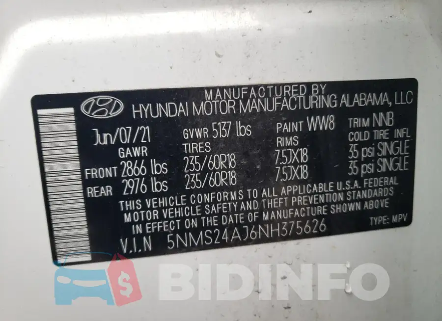 5NMS24AJ6NH375626 Photo# 13