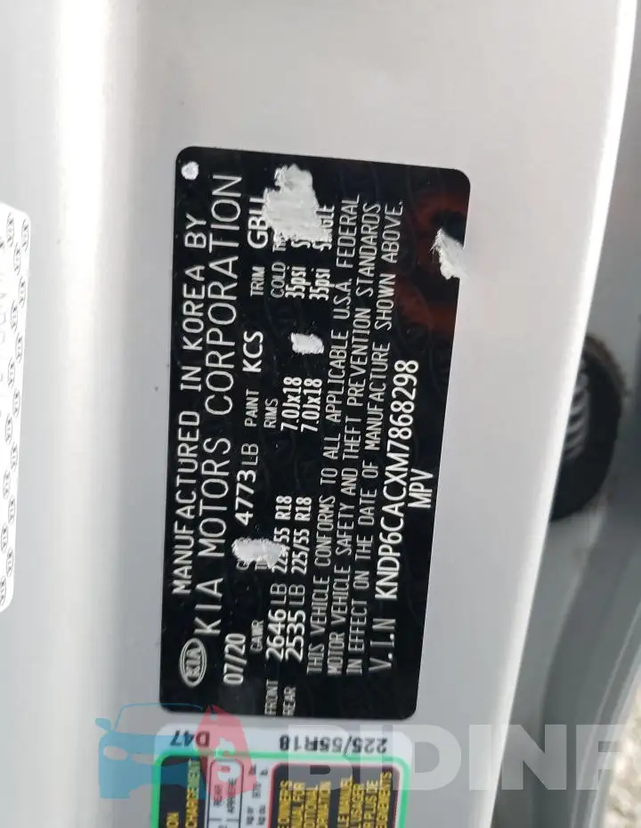 KNDP6CACXM7868298 Photo# 13