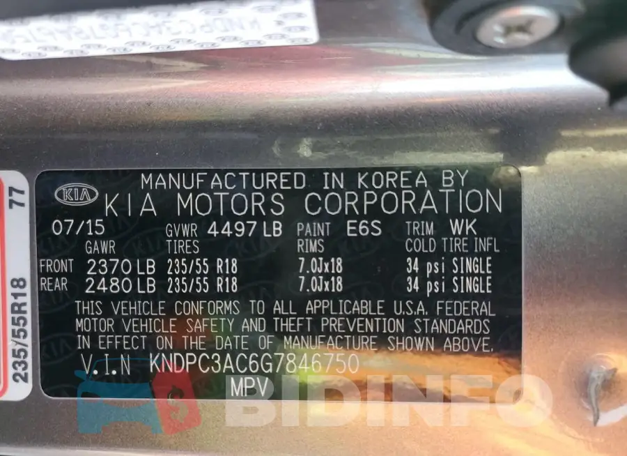 KNDPC3AC6G7846750 Photo# 13