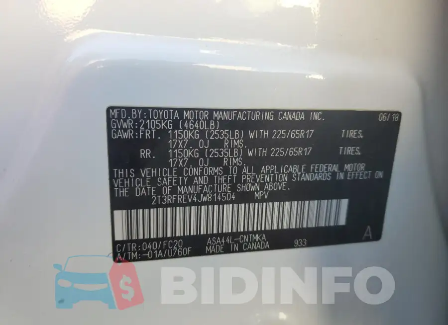 2T3RFREV4JW814504 Photo# 14