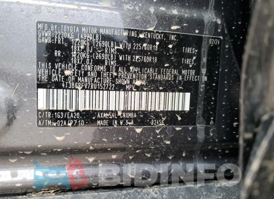 4T3B6RFV7RU152722 Photo# 12