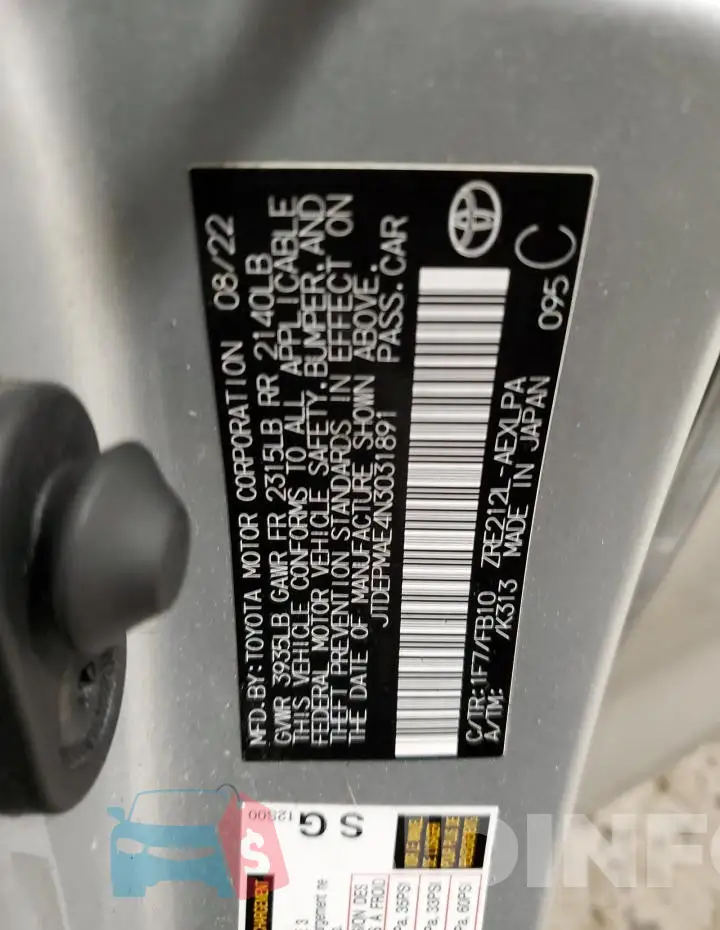 JTDEPMAE4N3031891 Photo# 13