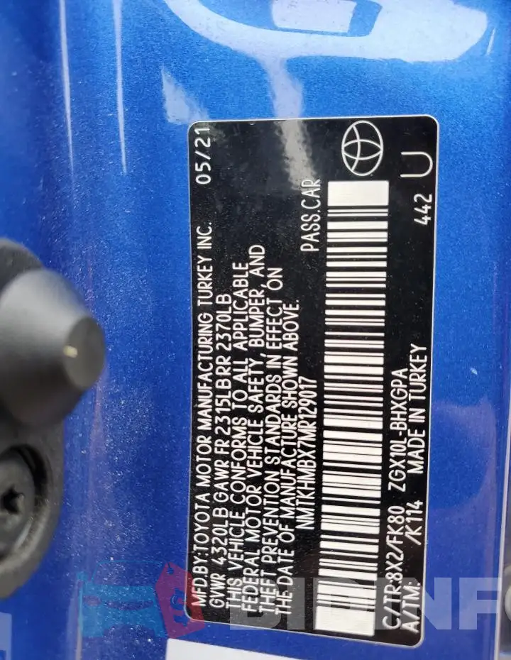 NMTKHMBX7MR129017 Photo# 13