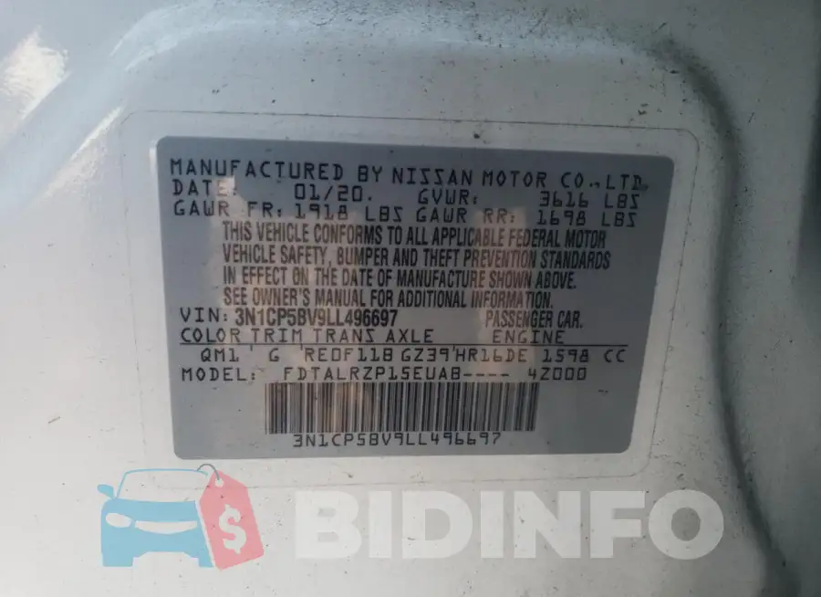 3N1CP5BV9LL496697 Photo# 13