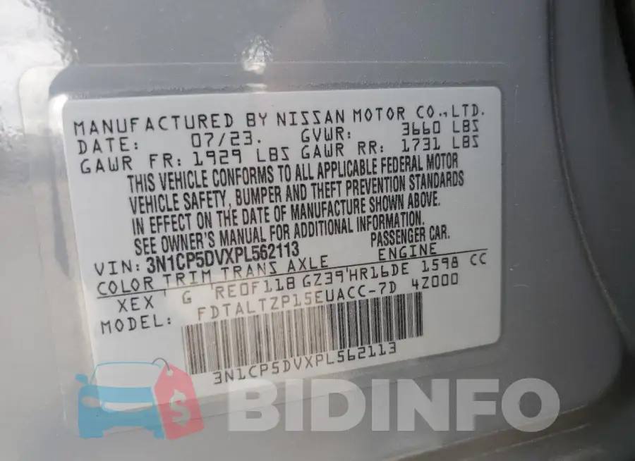 3N1CP5DVXPL562113 Photo# 13