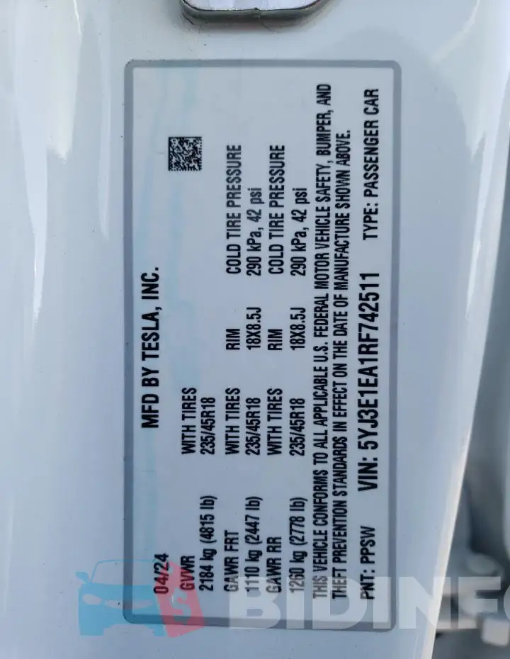 5YJ3E1EA1RF742511 Photo# 12