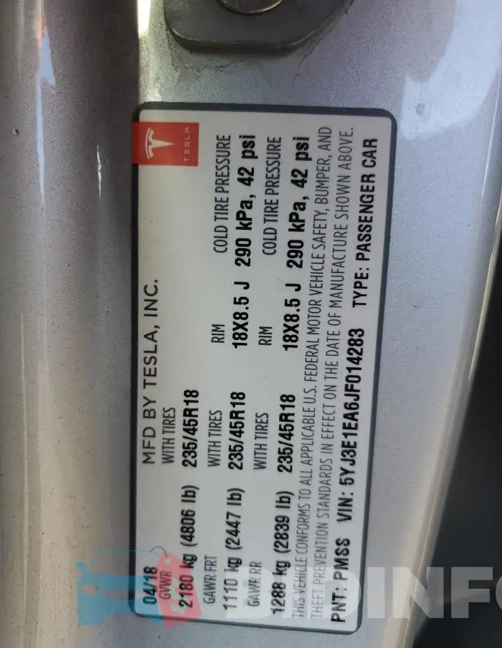 5YJ3E1EA6JF014283 Photo# 12