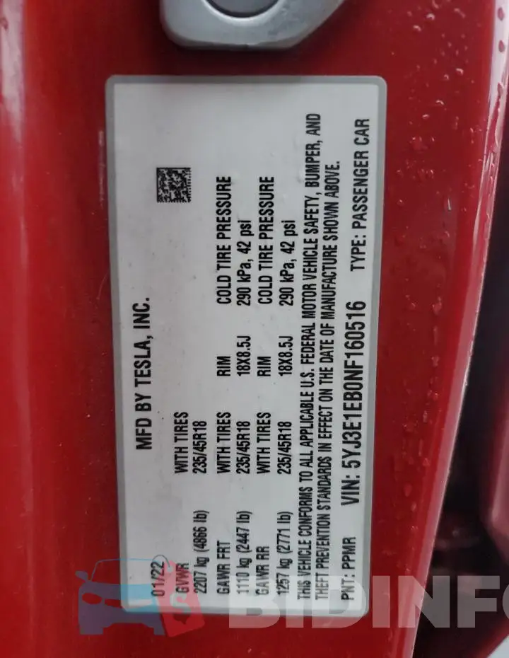 5YJ3E1EB0NF160516 Photo# 12