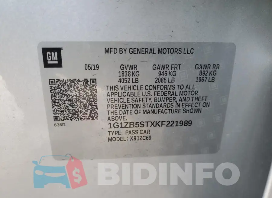 1G1ZB5STXKF221989 Photo# 12