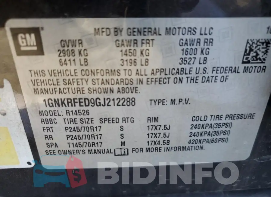 1GNKRFED9GJ212288 Photo# 13