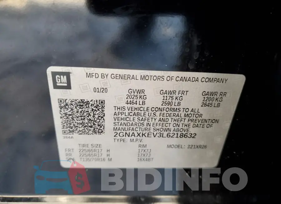 2GNAXKEV3L6218632 Photo# 13