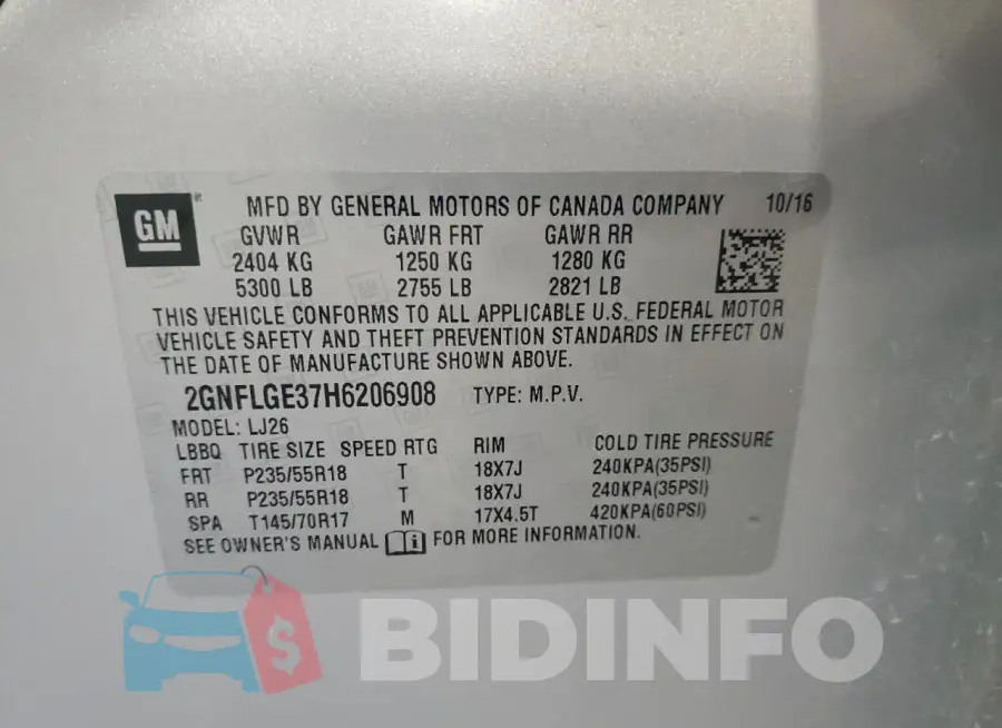 2GNFLGE37H6206908 Photo# 13