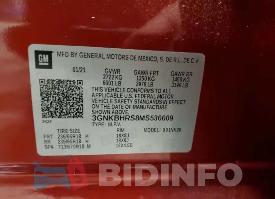 3GNKBHRS8MS536609 Photo# 13