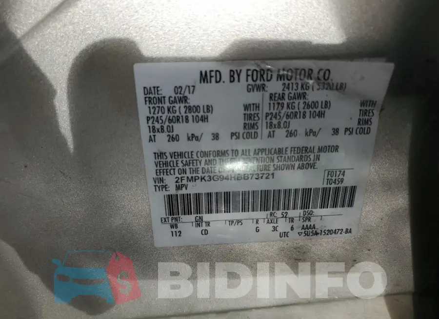 2FMPK3G94HBB73721 Photo# 14