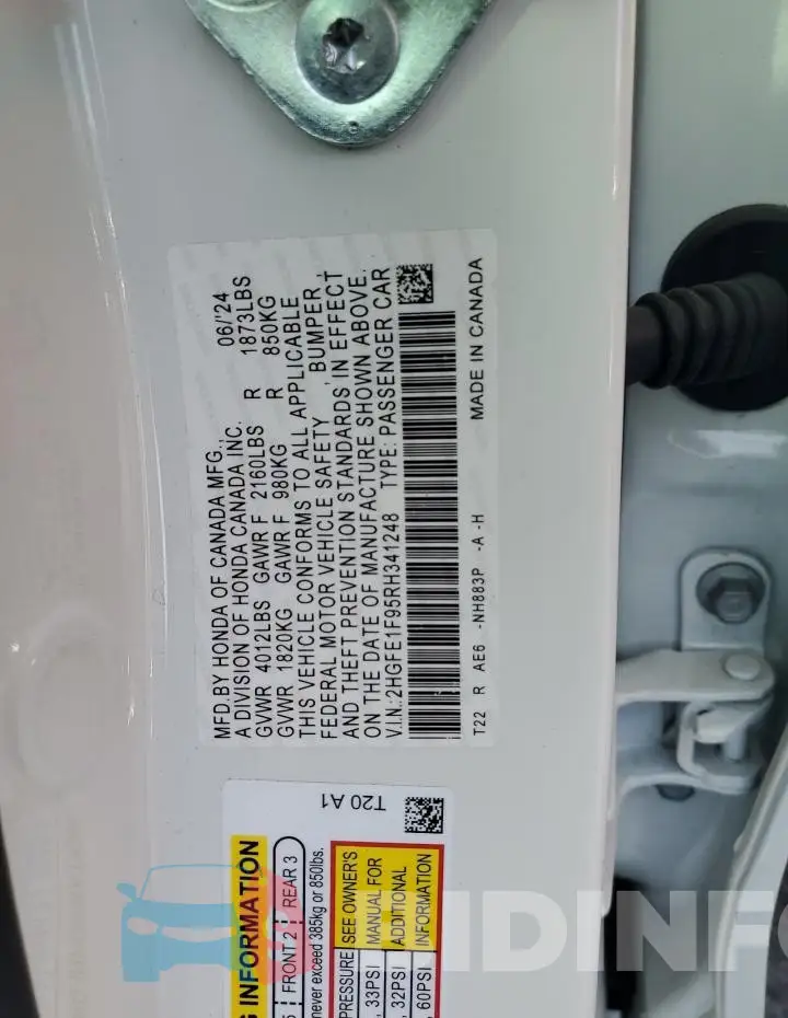 2HGFE1F95RH341248 Photo# 12