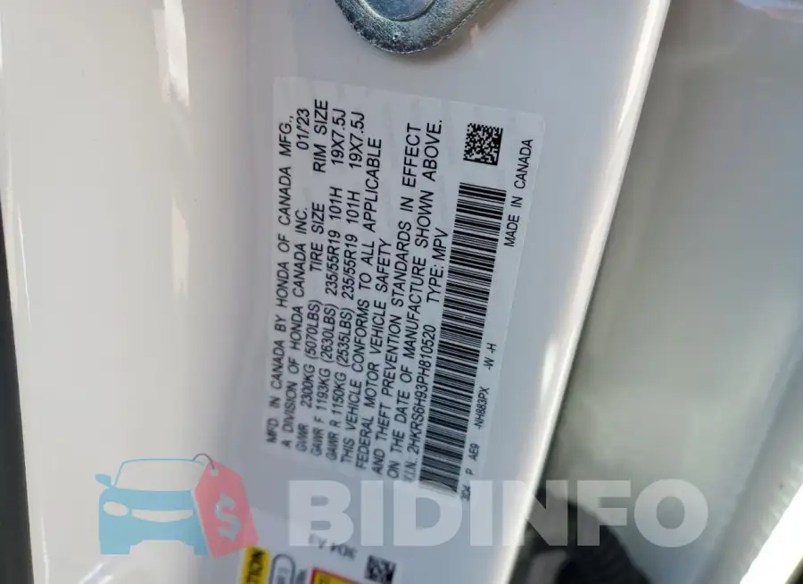 2HKRS6H93PH810520 Photo# 13