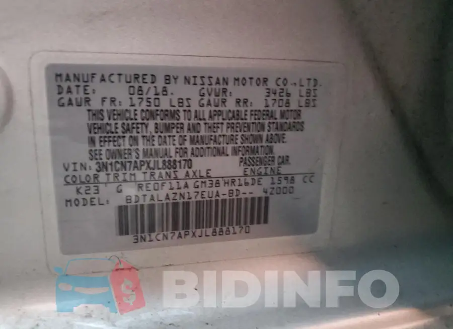 3N1CN7APXJL888170 Photo# 12