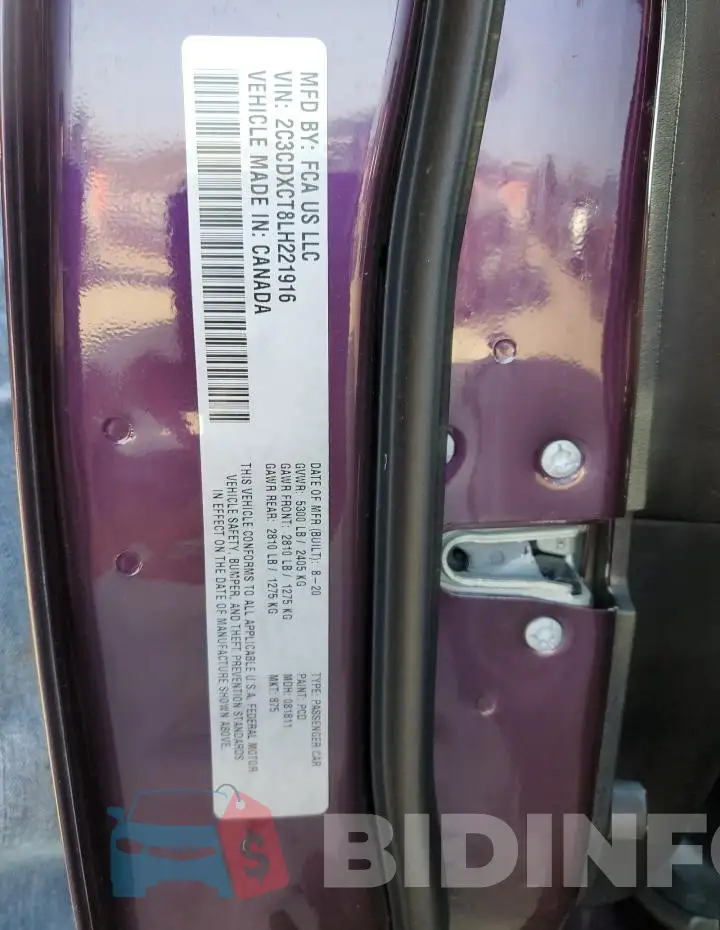 2C3CDXCT8LH221916 Photo# 12