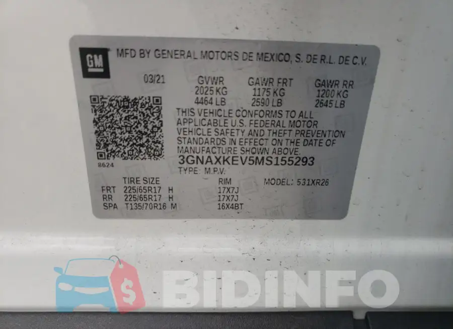 3GNAXKEV5MS155293 Photo# 13