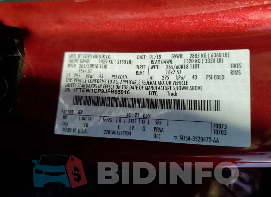 1FTEW1CP9JFB95016 Photo# 12