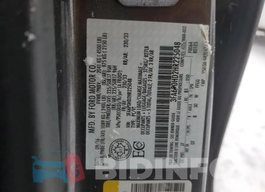 3FA6P0HD2HR225048 Photo# 12
