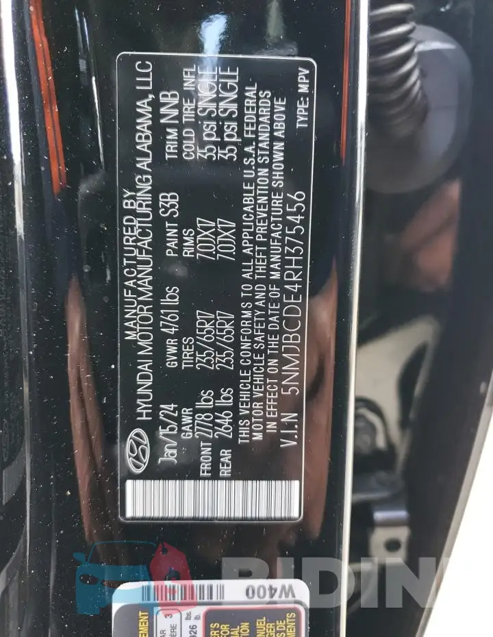 5NMJBCDE4RH375456 Photo# 13