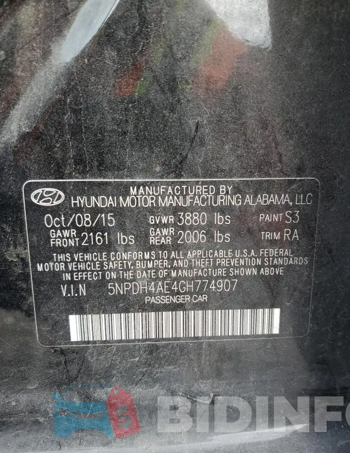 5NPDH4AE4GH774907 Photo# 13