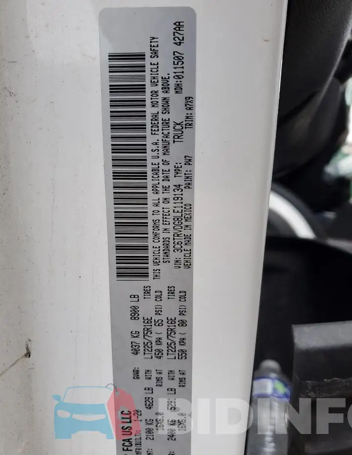 3C6TRVDG8LE119134 Photo# 12