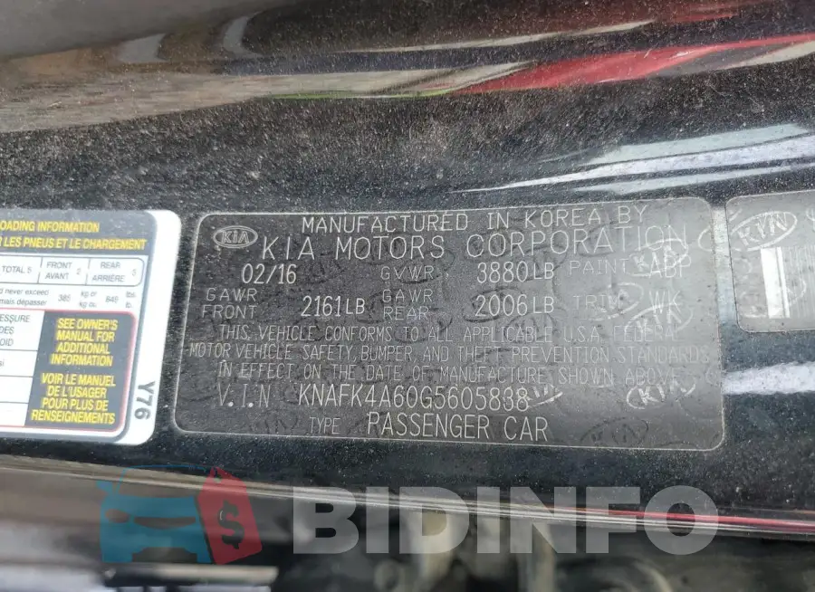 KNAFK4A60G5605838 Photo# 12