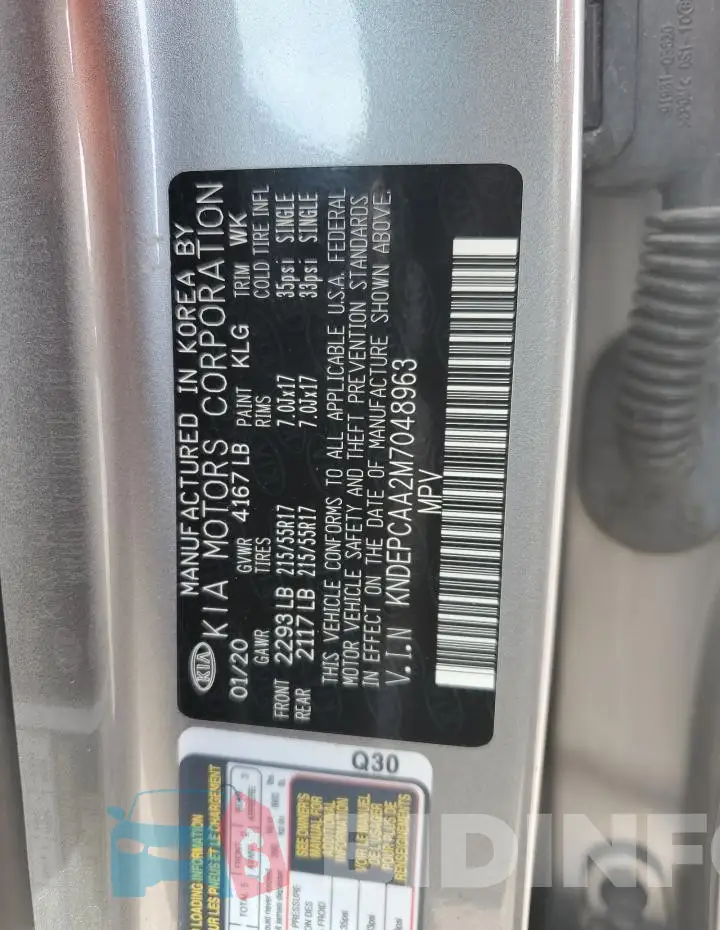 KNDEPCAA2M7048963 Photo# 13