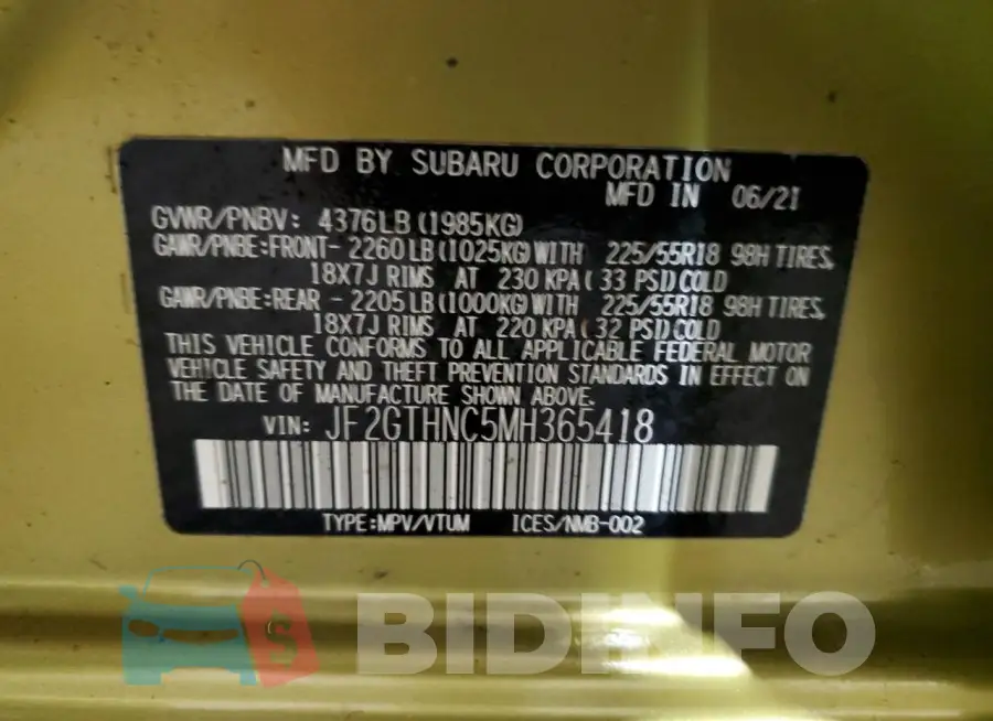 JF2GTHNC5MH365418 Photo# 12