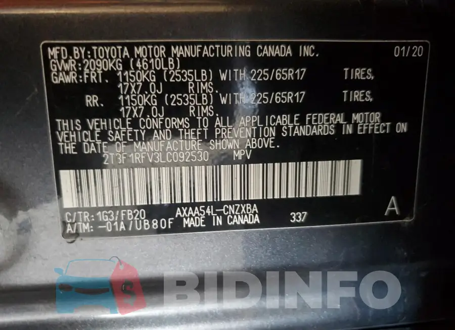 2T3F1RFV3LC092530 Photo# 13