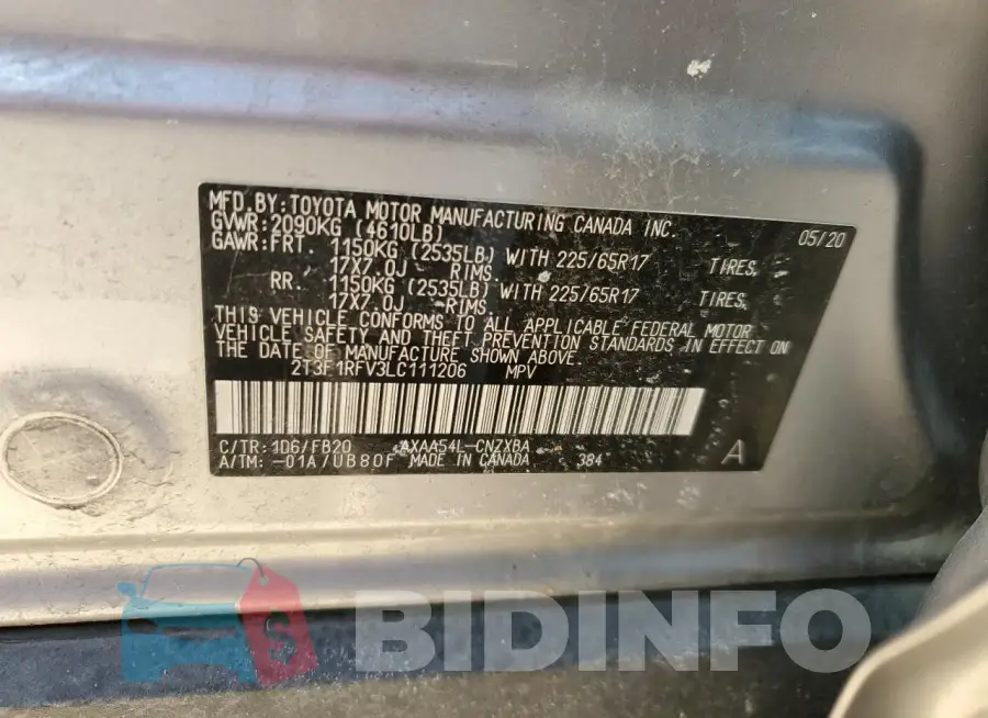 2T3F1RFV3LC111206 Photo# 13