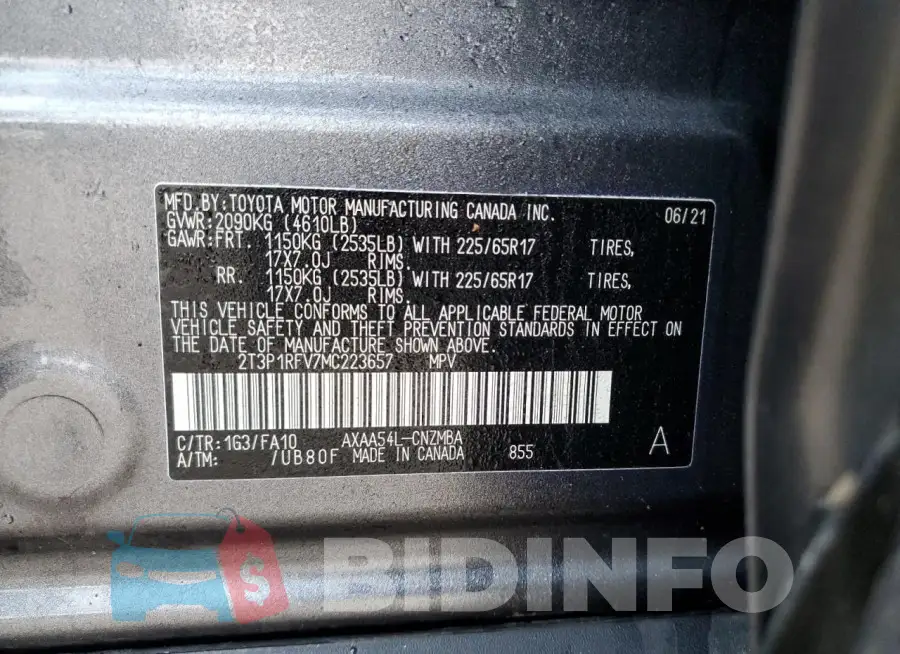 2T3P1RFV7MC223657 Photo# 13