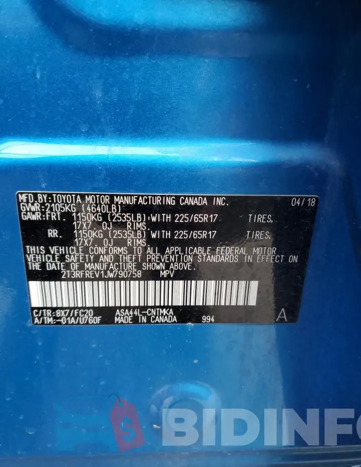 2T3RFREV1JW790758 Photo# 13