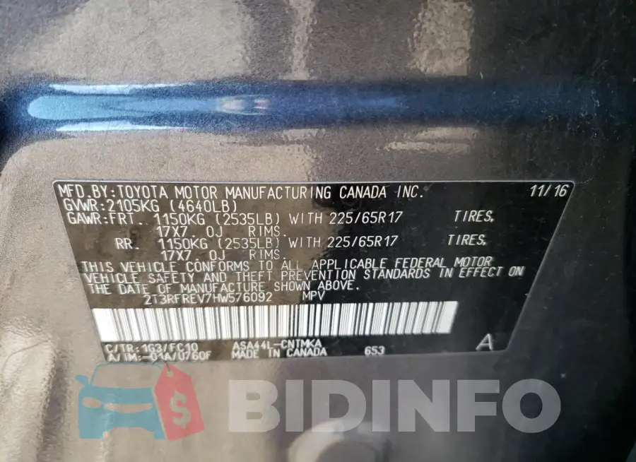 2T3RFREV7HW576092 Photo# 13