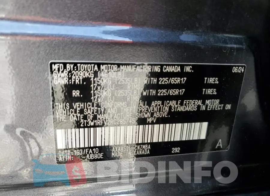 2T3W1RFV2RC285745 Photo# 14