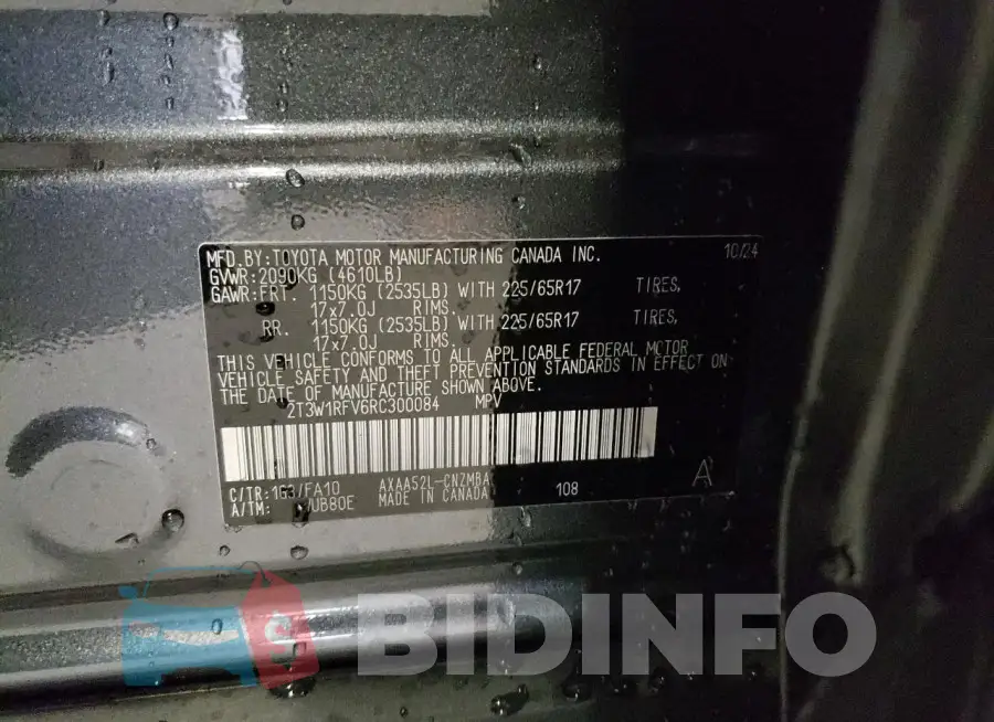 2T3W1RFV6RC300084 Photo# 14