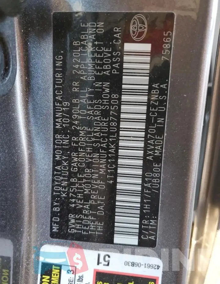 4T1C11AK1LU877508 Photo# 13