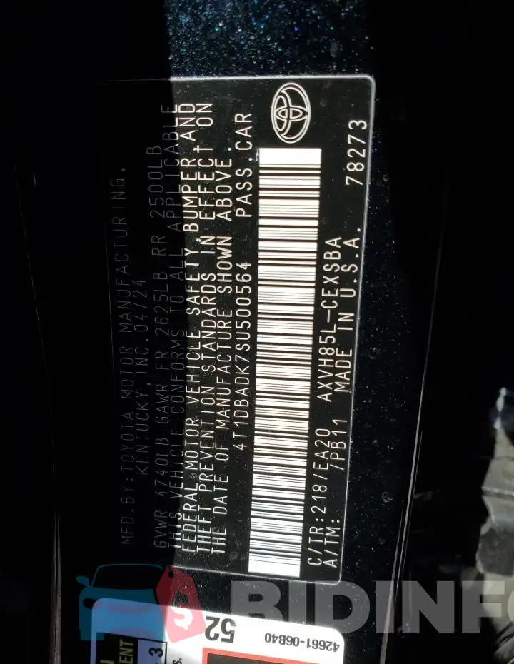 4T1DBADK7SU500564 Photo# 13