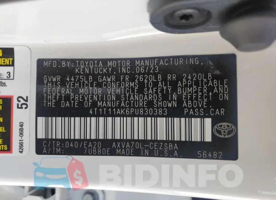 4T1T11AK6PU830383 Photo# 13