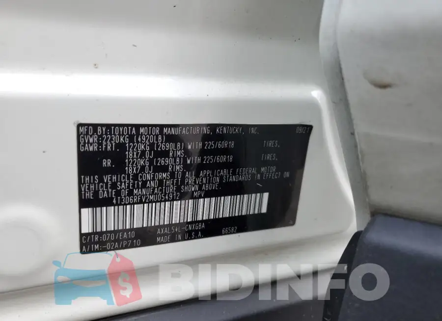 4T3D6RFV2MU054912 Photo# 14