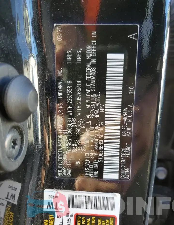 5TDGZRBH9LS021054 Photo# 13