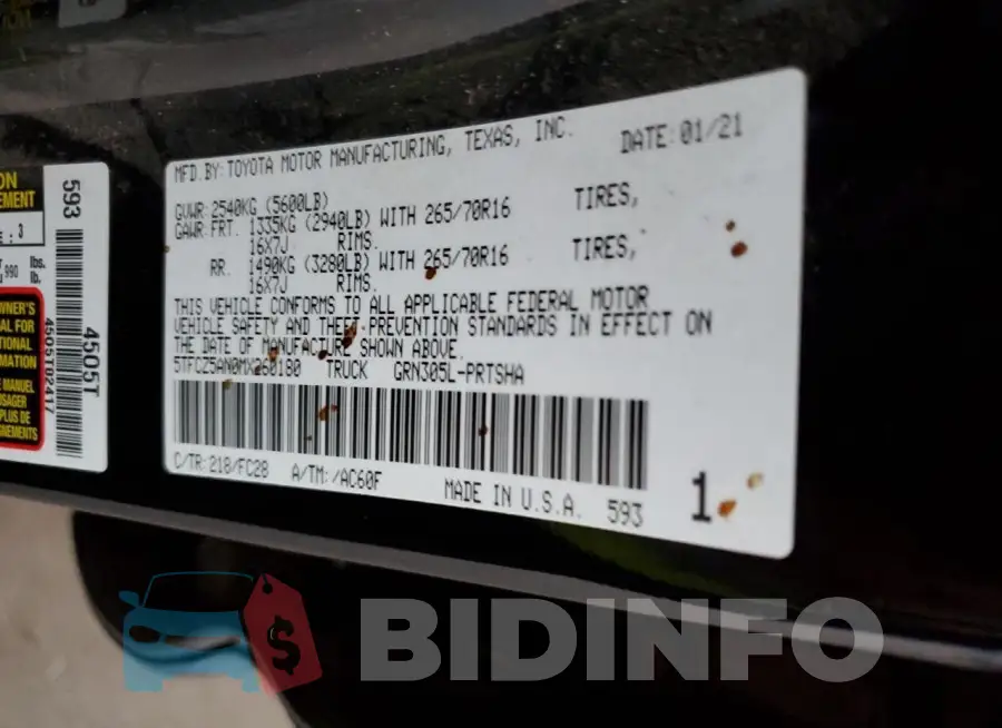 5TFCZ5AN0MX260180 Photo# 12